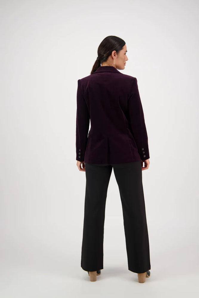 
                  
                    2063M Mulberry - Shaped Lined Cord Blazer with Back Vent and Button Cuff Detail
                  
                