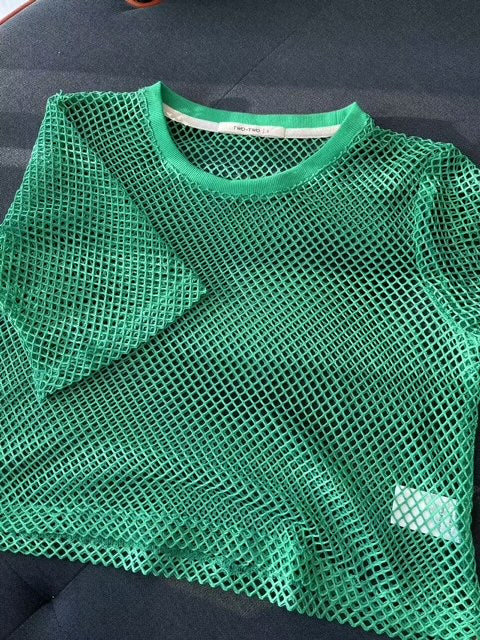 PRE ORDER-DUE EARLY DECEMBER -ARROW MESH TOP -GREEN