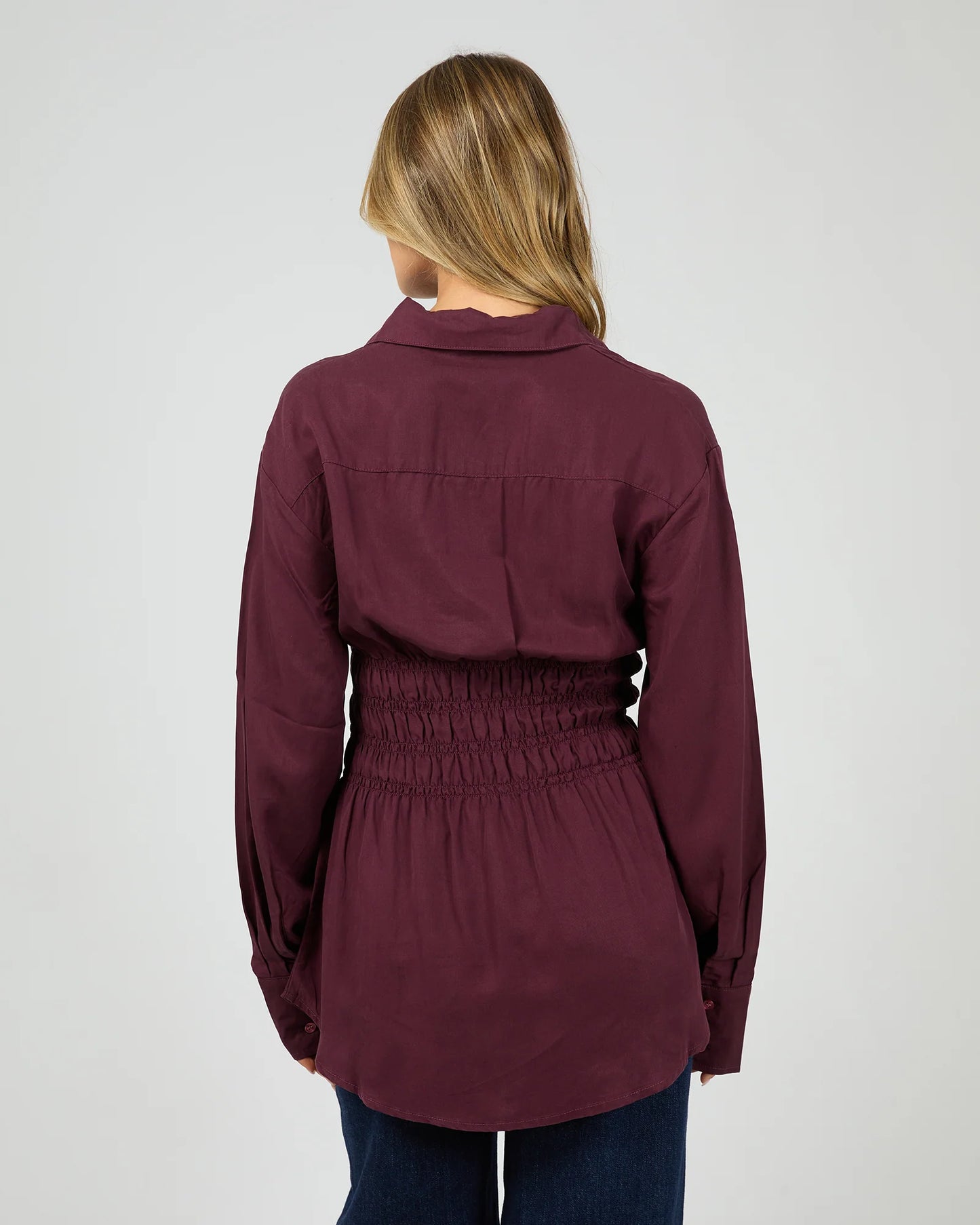
                  
                    ALL ABOUT AAE RUCHED SHIRT-burgundy
                  
                