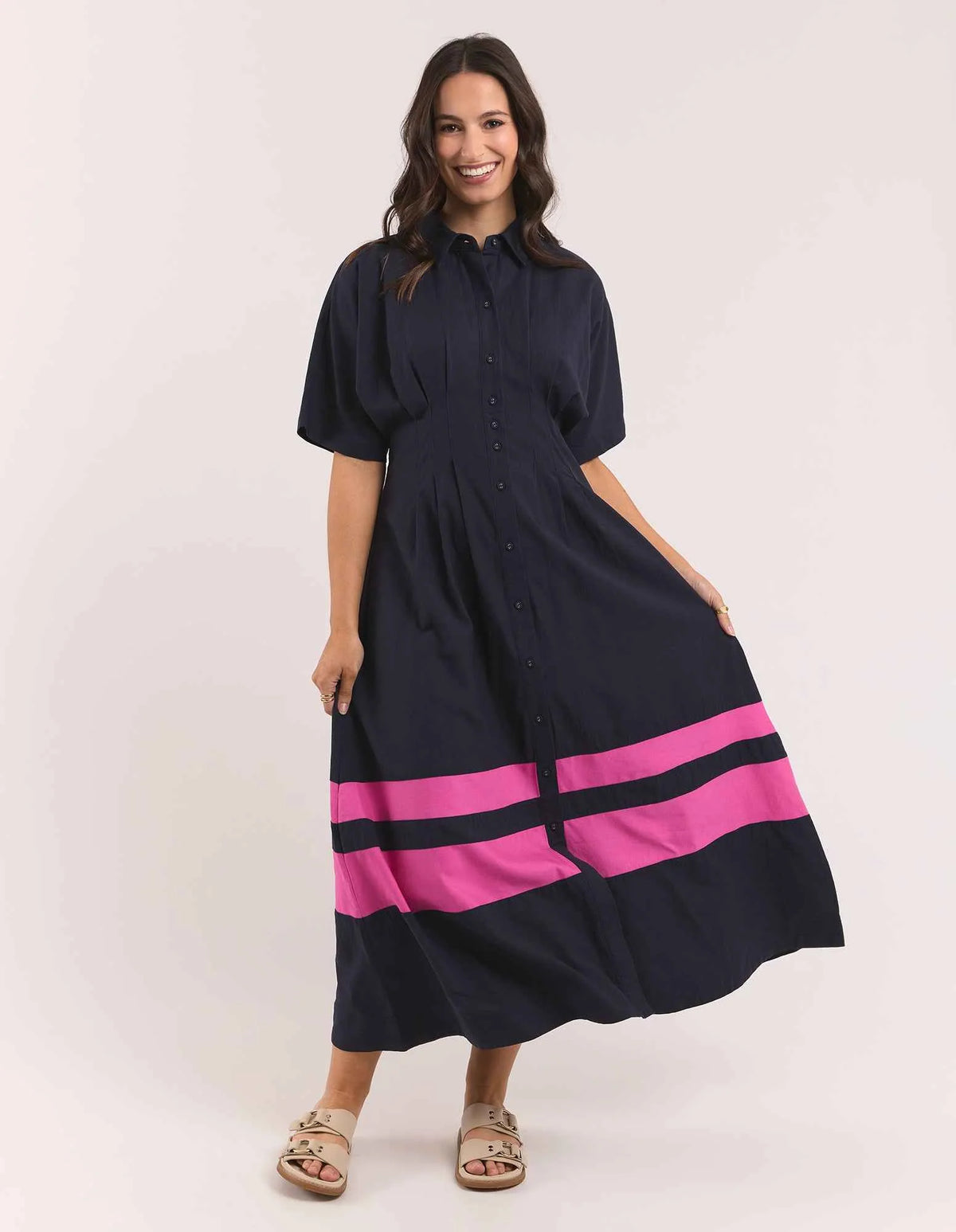 
                  
                    ELM SCARLETT MIDI DRESS-MAGENTA STRIPE
                  
                