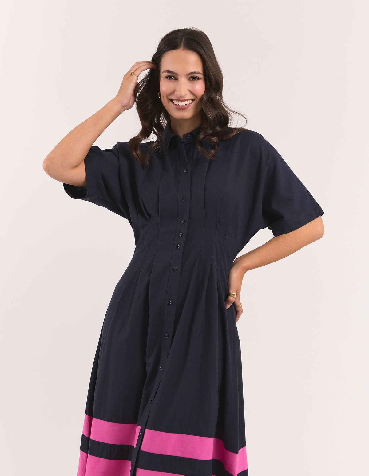 
                  
                    ELM SCARLETT MIDI DRESS-MAGENTA STRIPE
                  
                