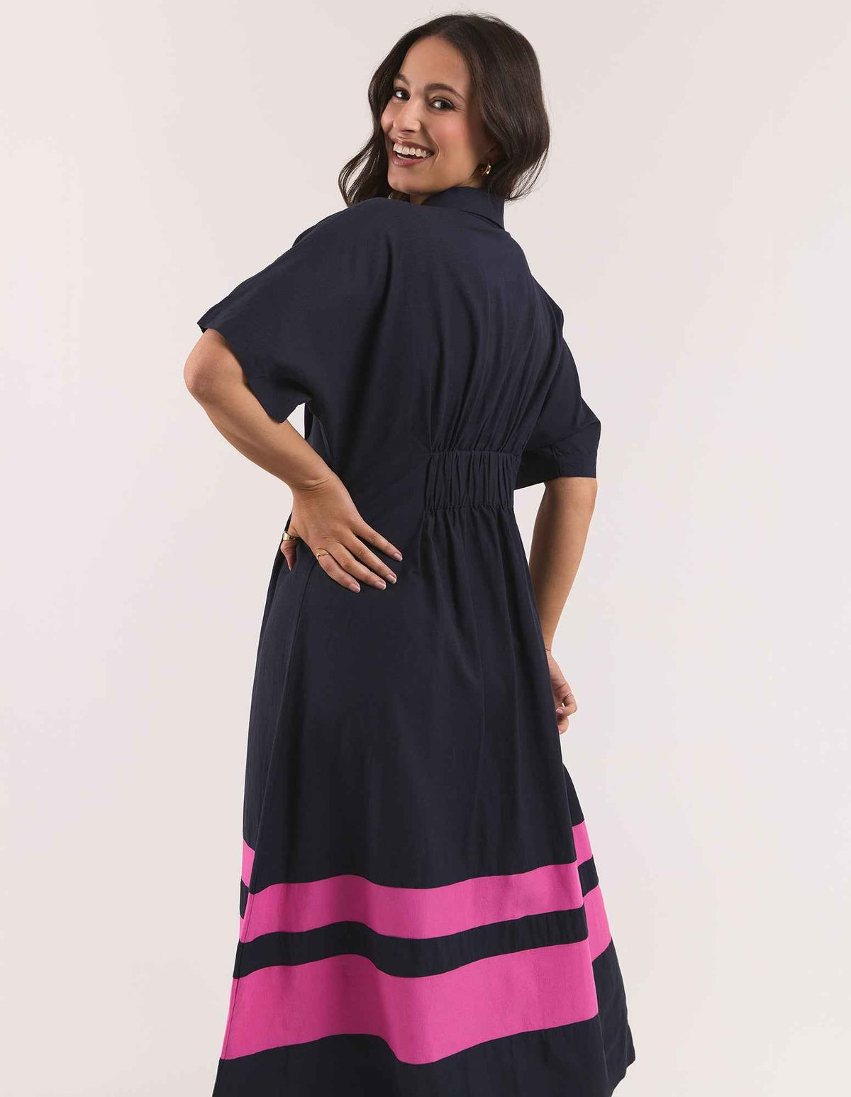 
                  
                    ELM SCARLETT MIDI DRESS-MAGENTA STRIPE
                  
                