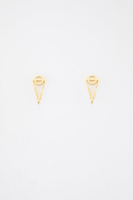 Antler fine earrings Gold Circle long triangle