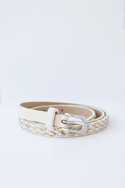 Cream Studded Belt