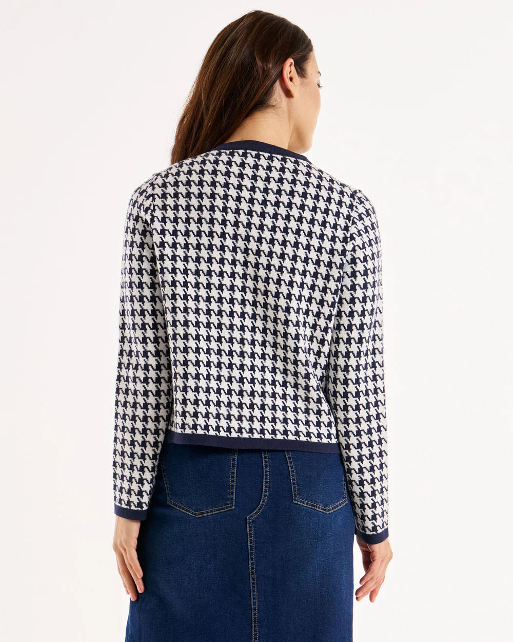 
                  
                    Lady Cardigan - Navy Houndstooth
                  
                