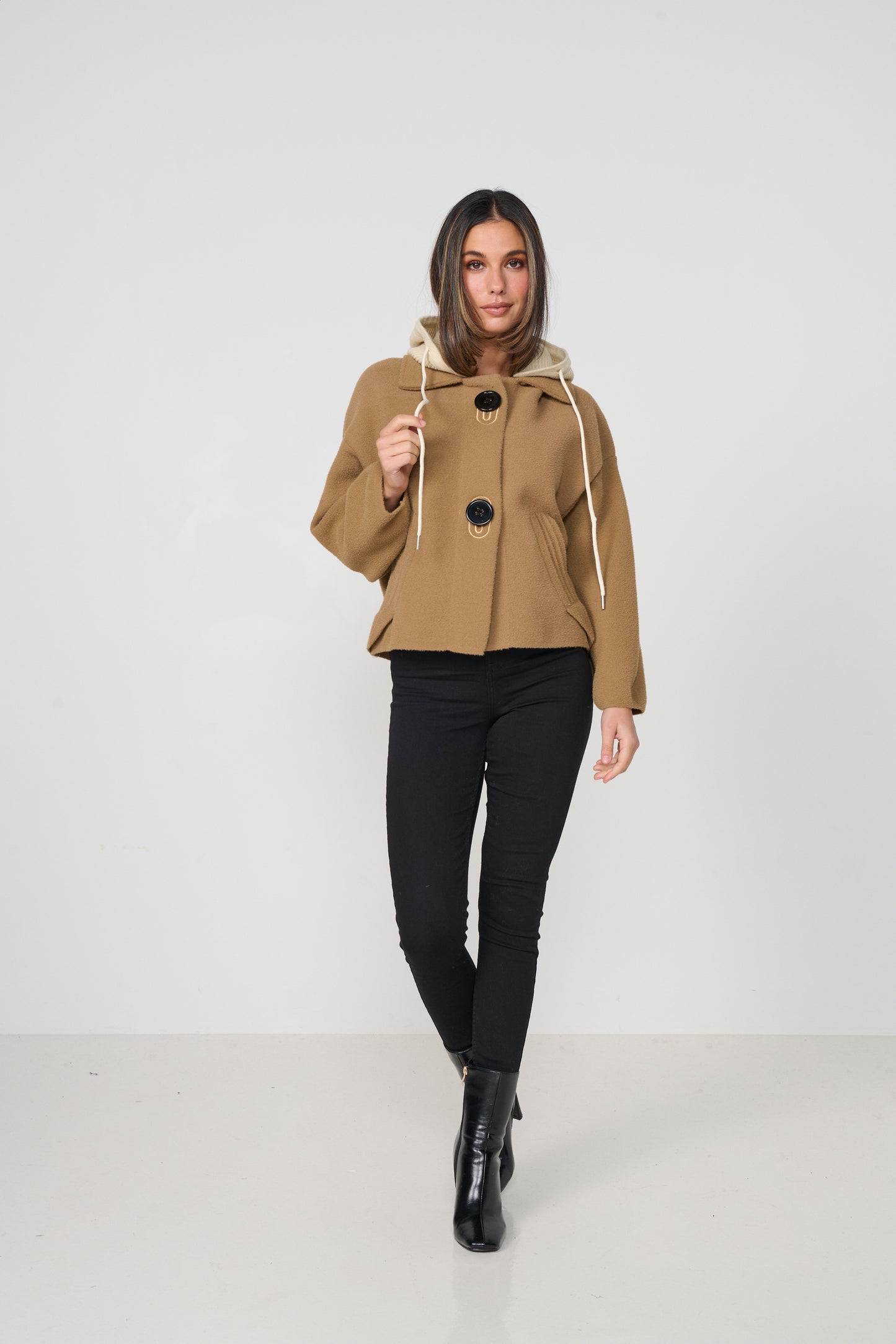 
                  
                    CZ1170 Jacket - Large Buttons & Removable Hood-CAMEL
                  
                
