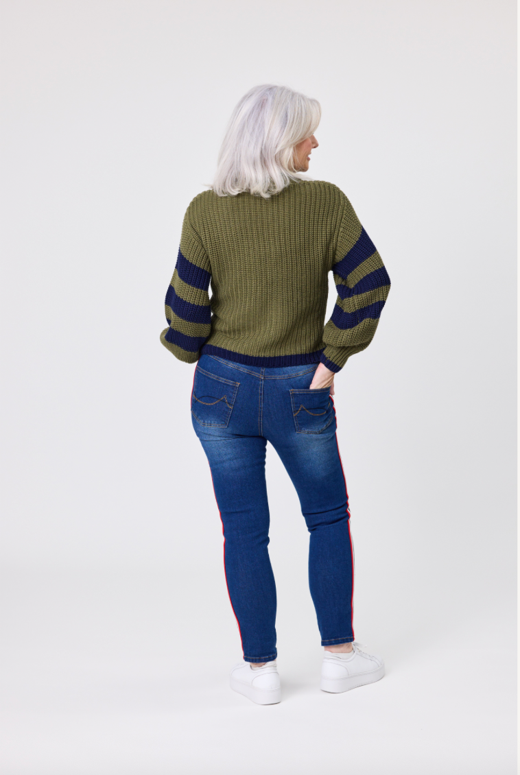 
                  
                    LORNA DENIM JEANS-RED STRIPE
                  
                
