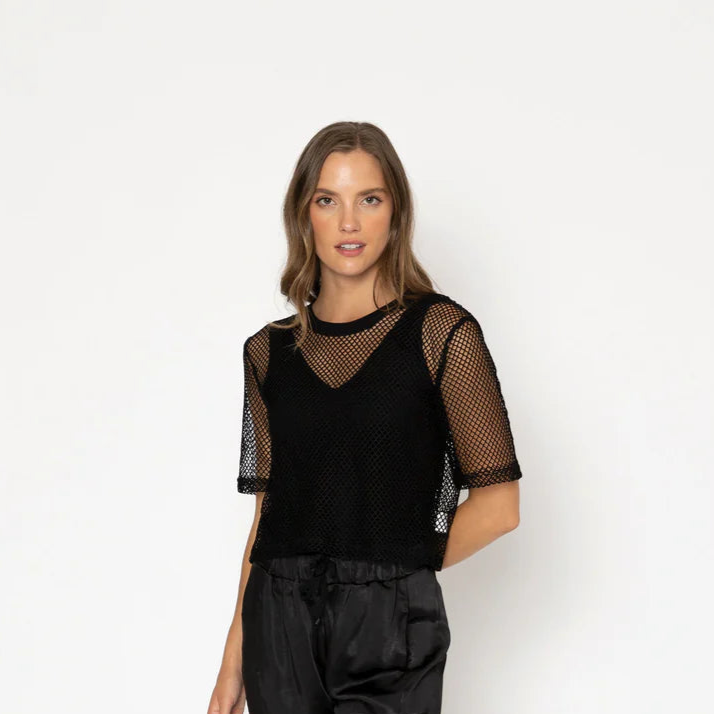 PRE ORDER-DUE EARLY DECEMBER -ARROW MESH TOP -BLACK