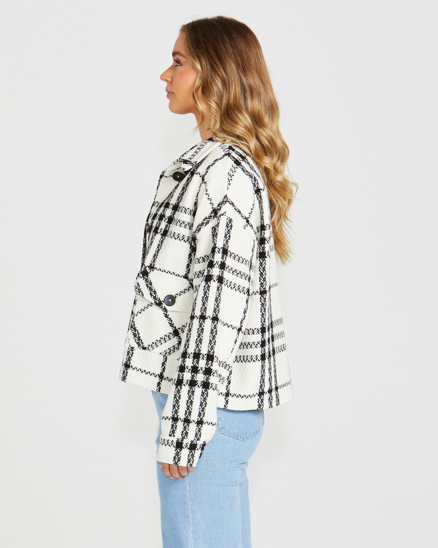 
                  
                    Shira Shacket - Cream Black Check
                  
                