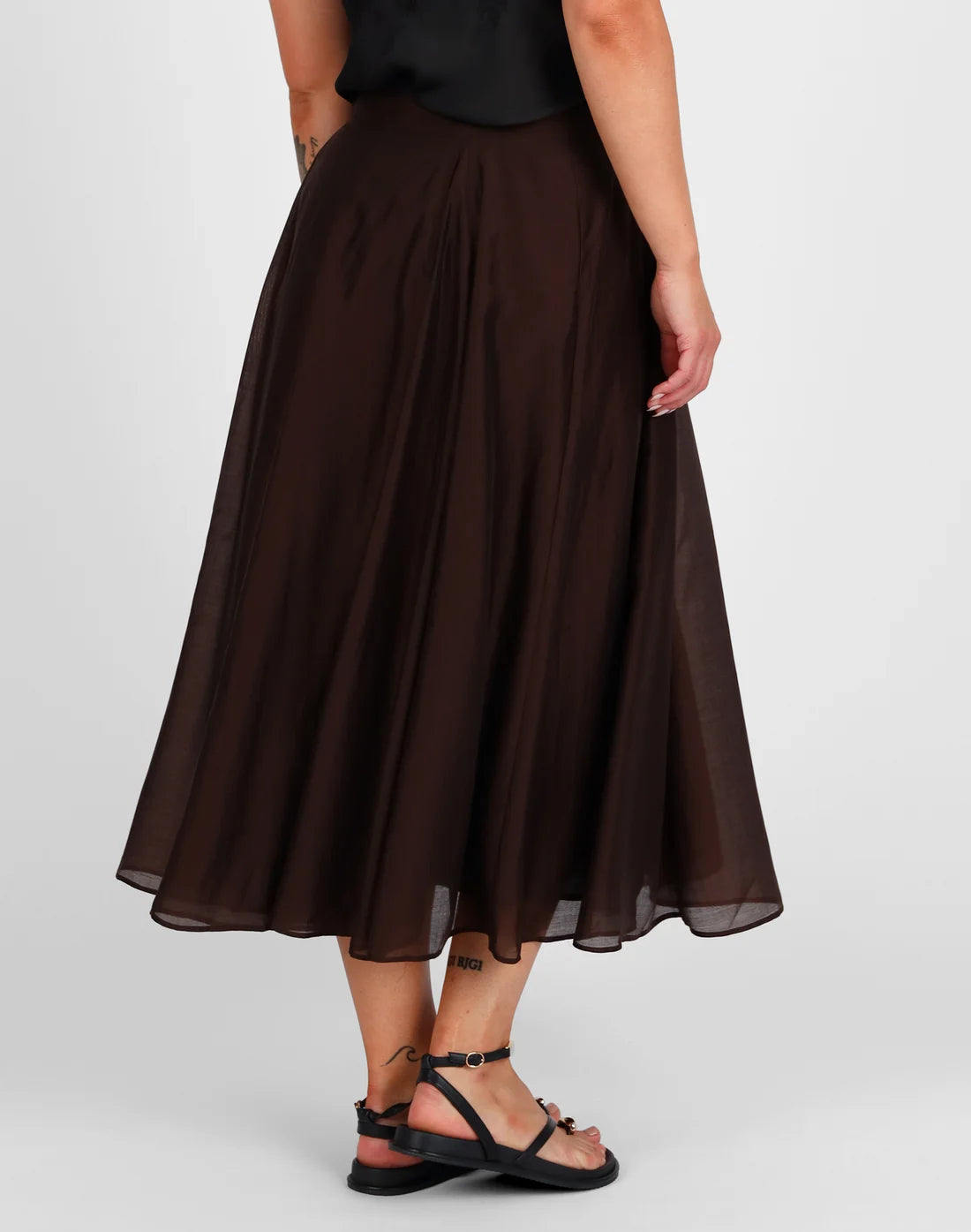 
                  
                    Full Pleated Detail Midi Skirt-Cocoa
                  
                