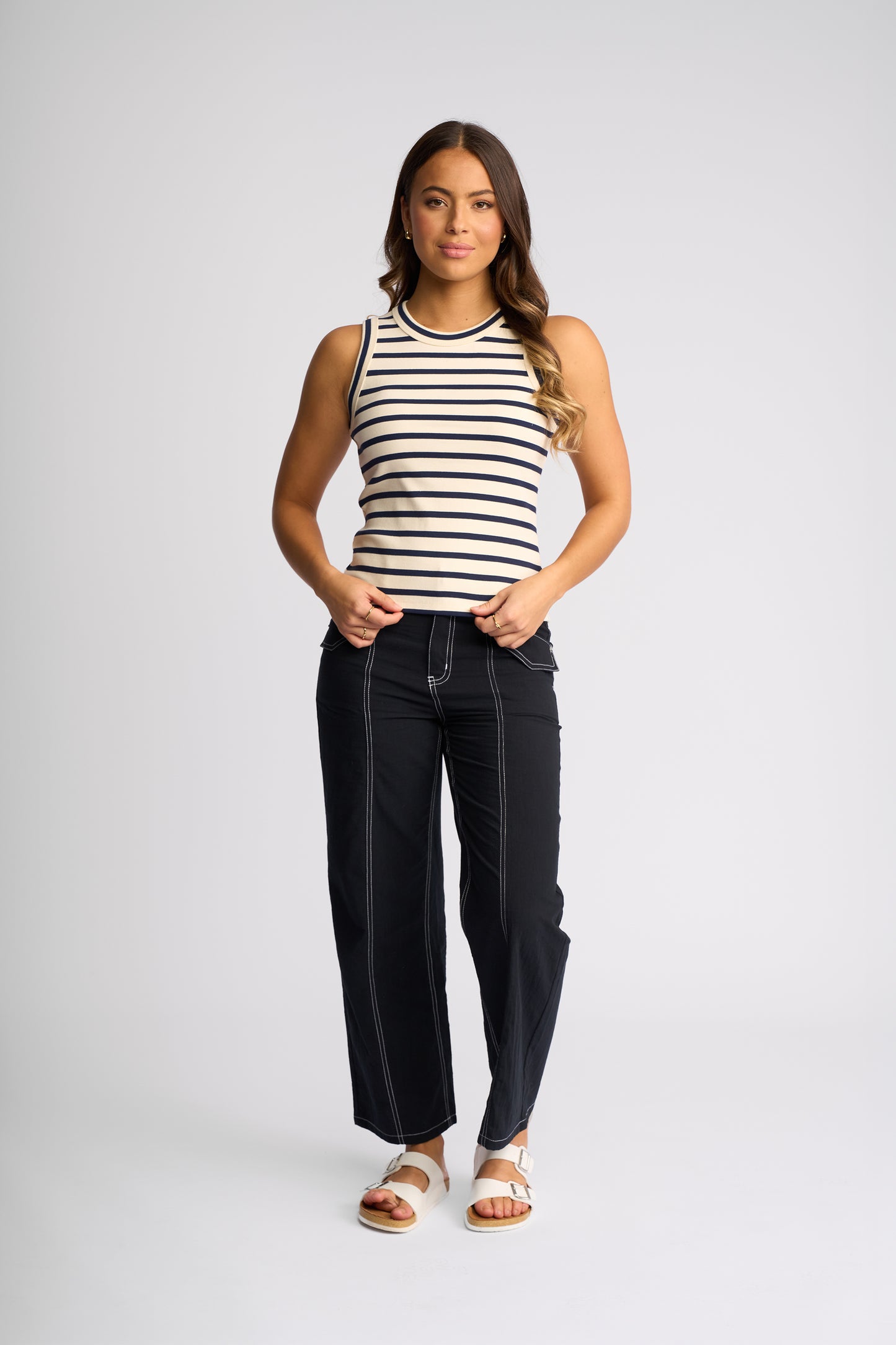 
                  
                    KNEWE RIVIERA TANK-ECRU/INK STRIPE
                  
                