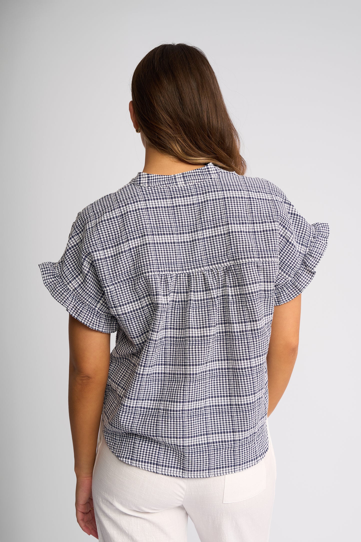 
                  
                    KNEWE ADDISON TOP-INK GINGHAM
                  
                