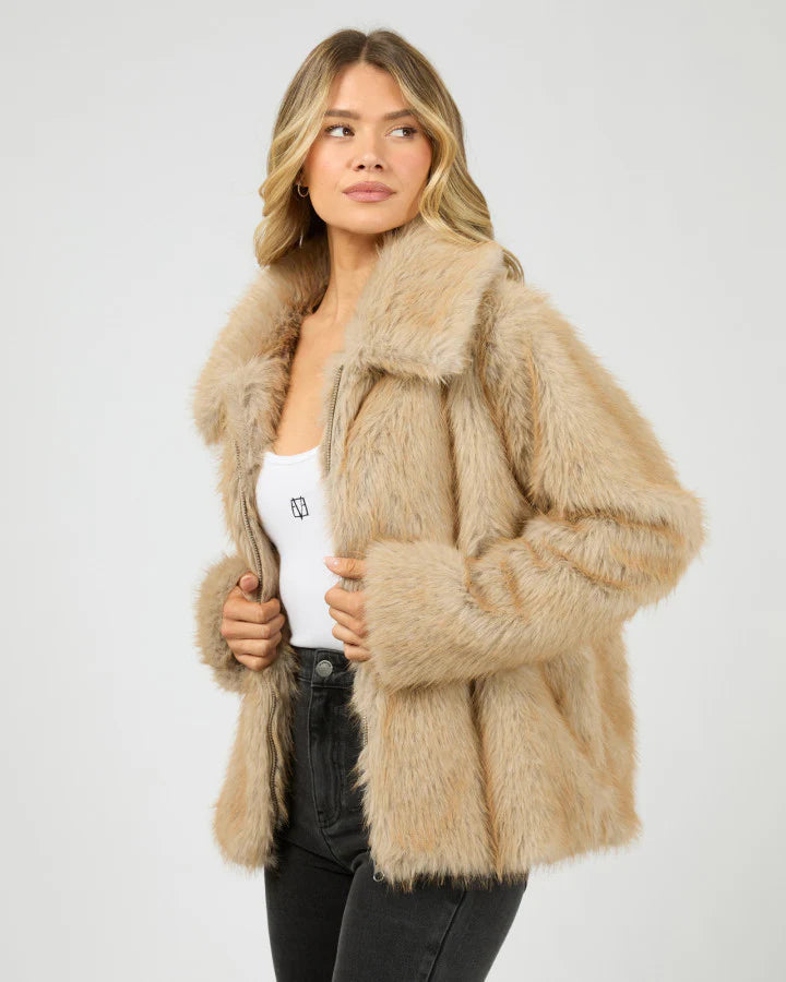 
                  
                    ALL ABOUT EVE SABLE FAUX FUR ZIP COAT
                  
                