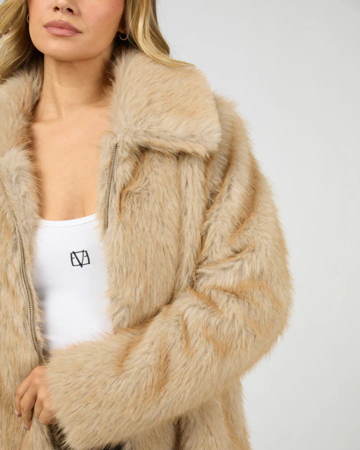 
                  
                    ALL ABOUT EVE SABLE FAUX FUR ZIP COAT
                  
                