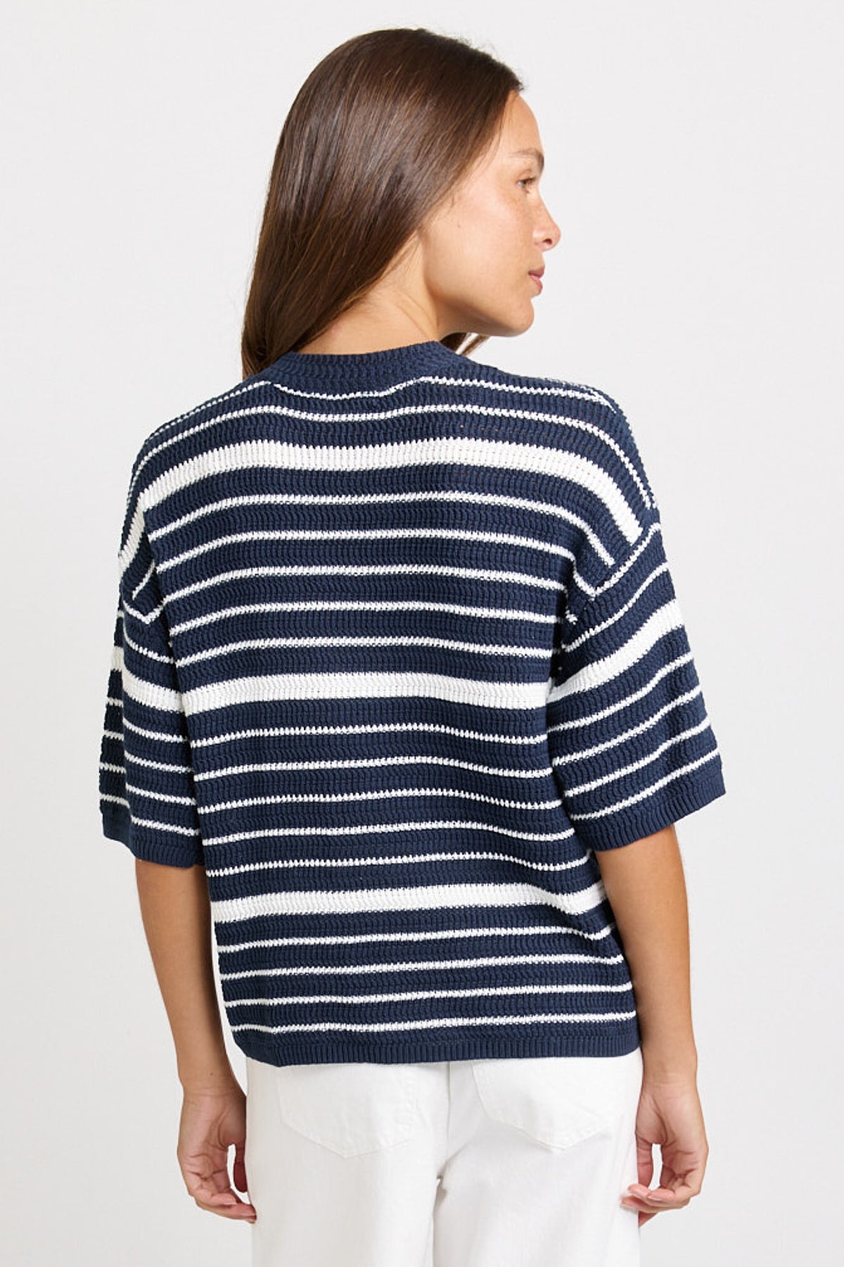 
                  
                    DYLAN KNIT TEE-NAVY/WHITE STRIPE
                  
                
