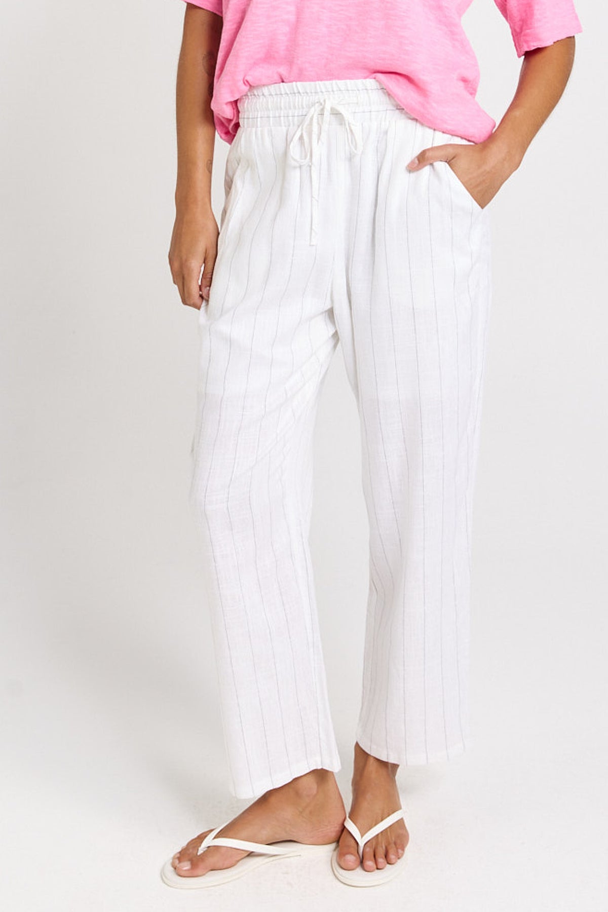 
                  
                    PALM RELAX PANTS-WHITE/BLACK STRIPE
                  
                