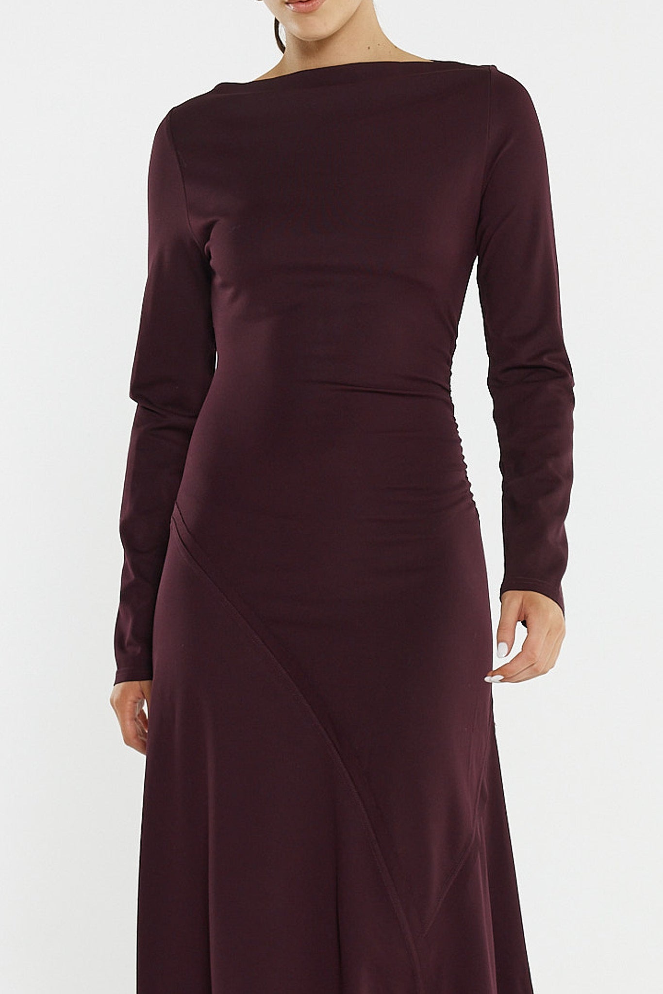 
                  
                    JADE SEAMED JERSEY DRESS-BURGUNDY
                  
                