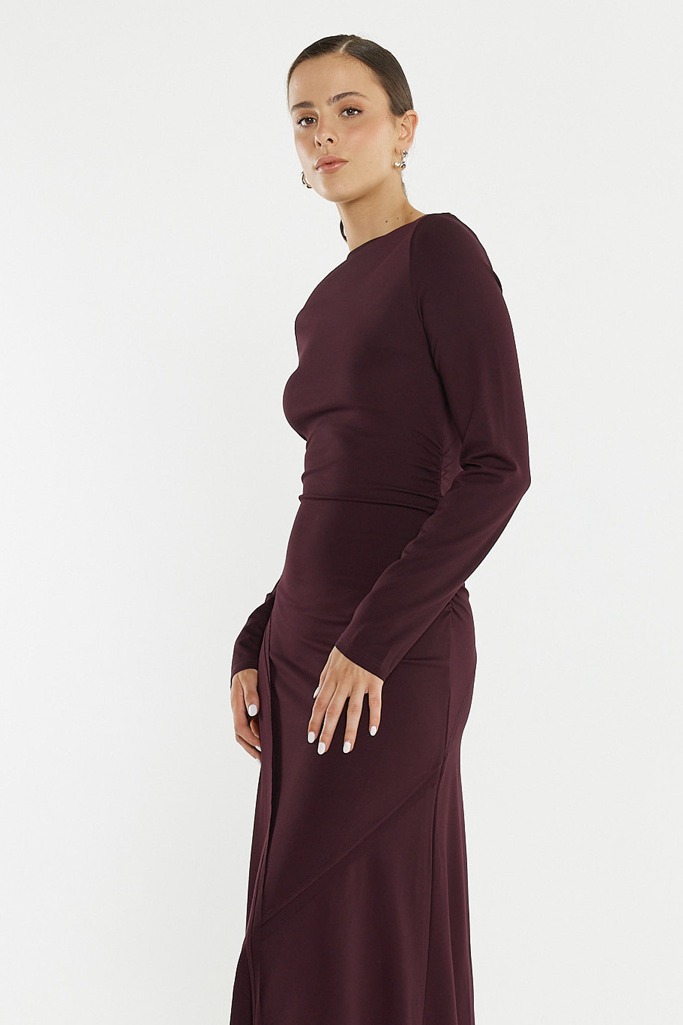 
                  
                    JADE SEAMED JERSEY DRESS-BURGUNDY
                  
                