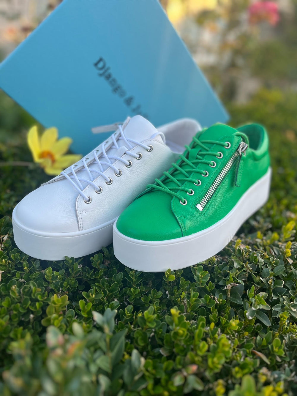Wolfie Green Leather Sneakers
