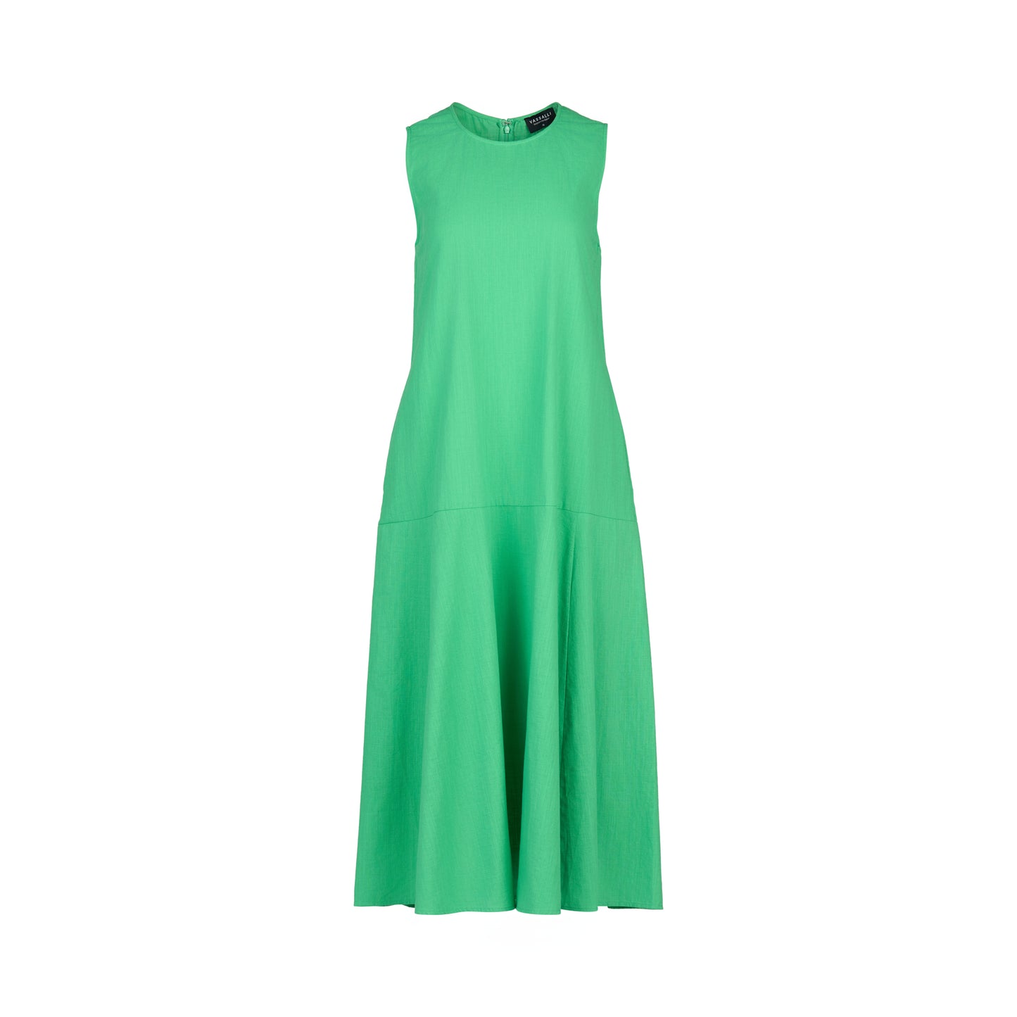
                  
                    6102-Plain Long Sleeveless Dress with Round Neck and Pockets-Clover
                  
                