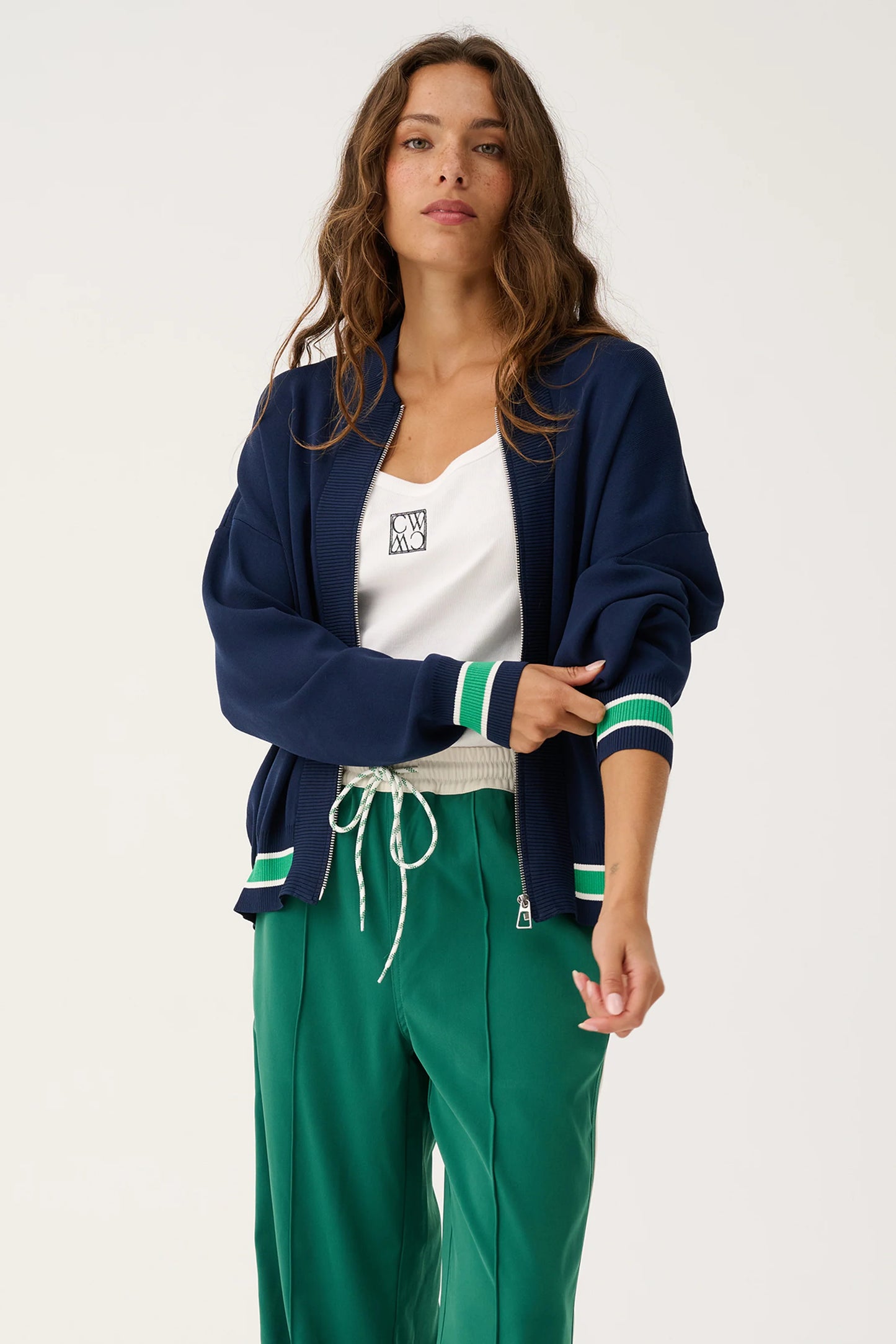 
                  
                    Brodie Knit Bomber - Navy Stripe
                  
                
